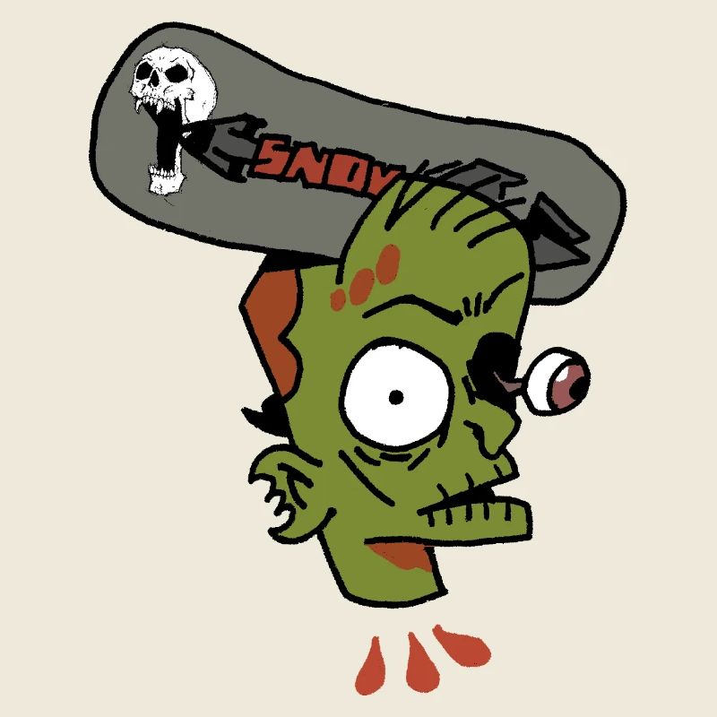 Garçon zombie avec crâne et dessin animé
