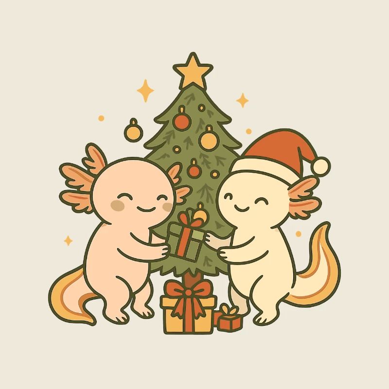 Weihnachts Axolotl – Mit Baum & Geschenken