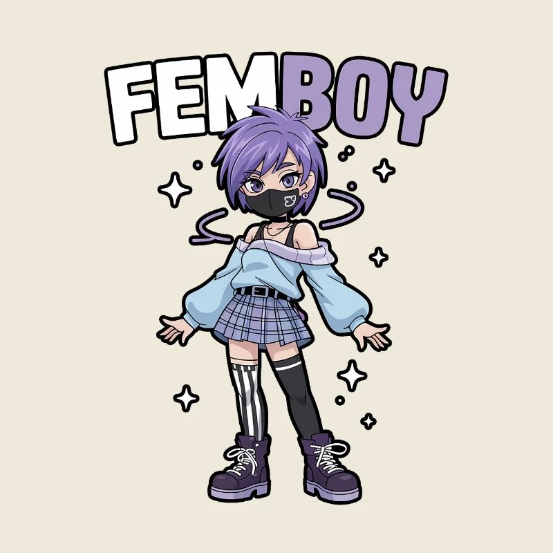 Femboy in emo look with glitter