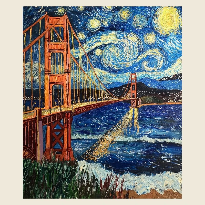 San Francisco Golden Gate Bridge Van Gogh Style