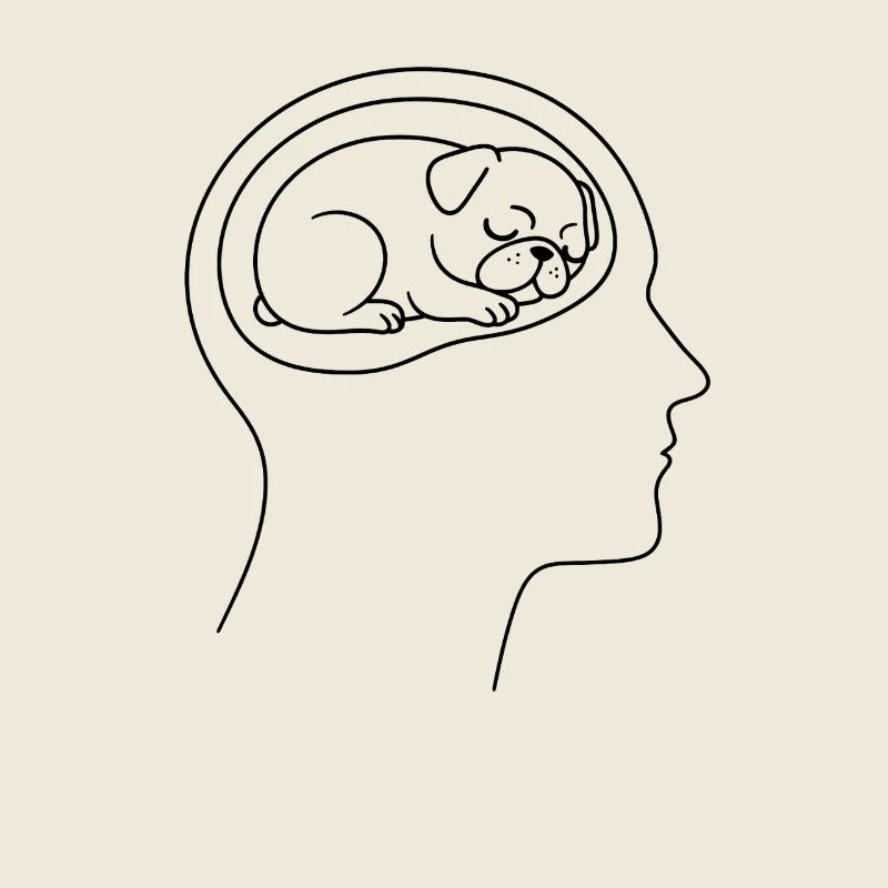 Drolliger Mopskopf Gedanken Hundehaltern 