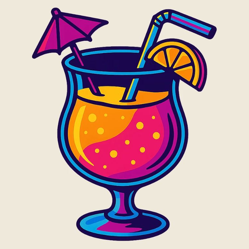Cocktail tropical au néon