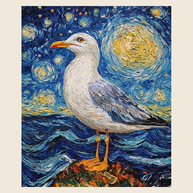 Möwe Vogel Van Gogh Style Starry Night