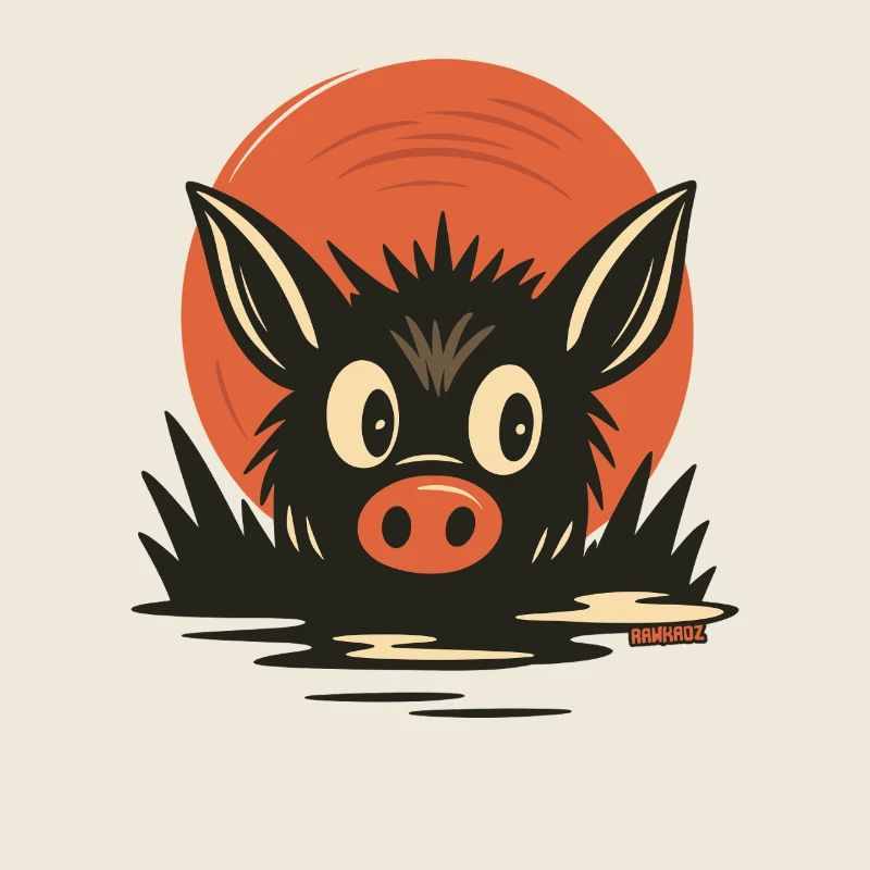 Dessin animé de cochons dans la boue