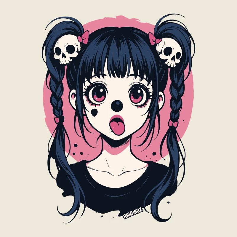 Kawaii Skull Haar Zöpfe Gothic Mädchen