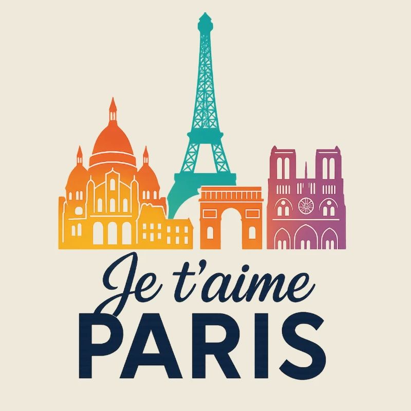 Je t’aime Paris Silhouette d’horizon colorée