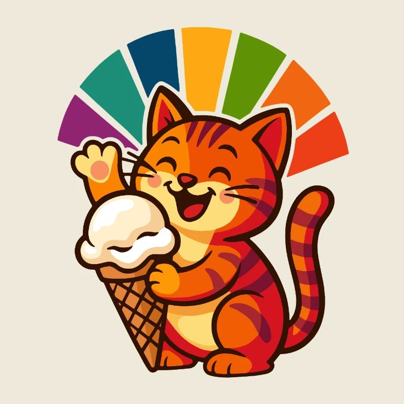 Regenbogen Katze Eisbecher Freude