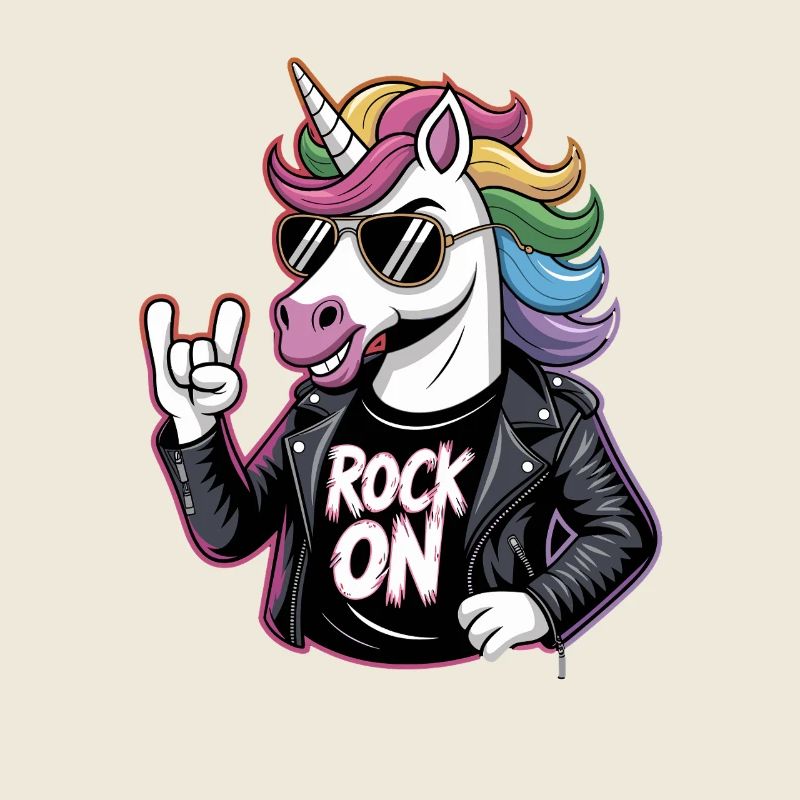  Rock On Einhorn Mit Regenbogenmähne Lederjacke