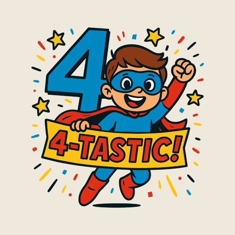 4 Tastic Superhero Fourth Birthday Boy