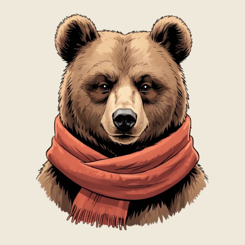 Ours avec écharpe rouge