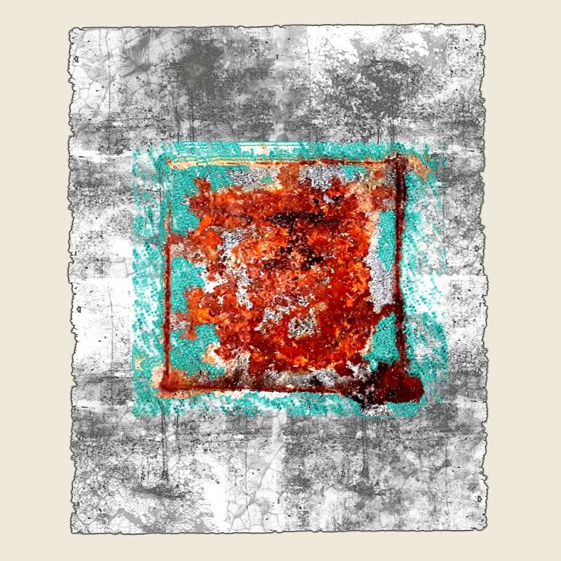 Rostquadrat auf grauer Textur