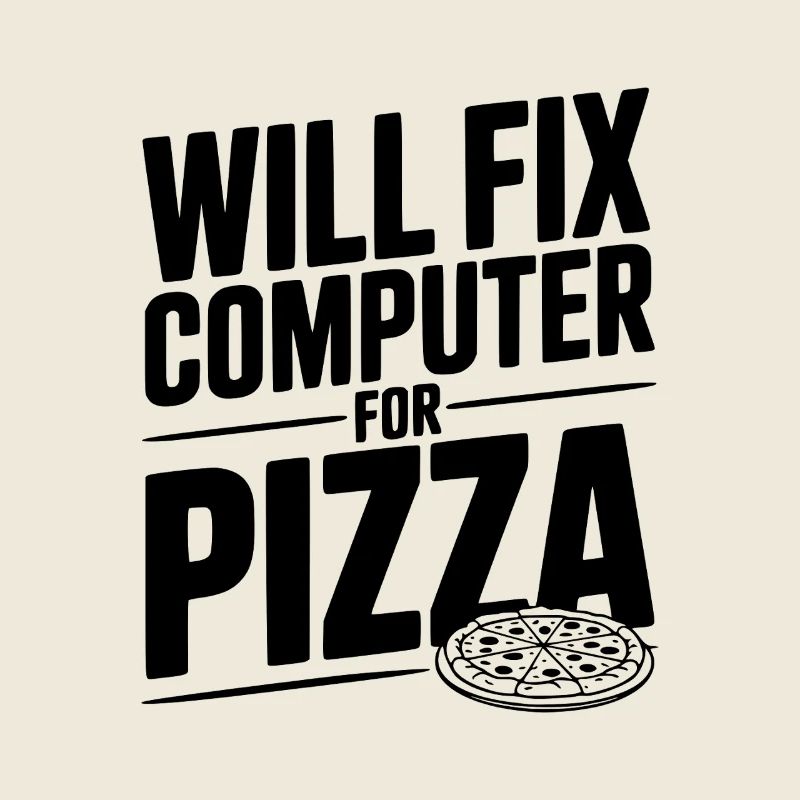 Réparera l’ordinateur pour la pizza