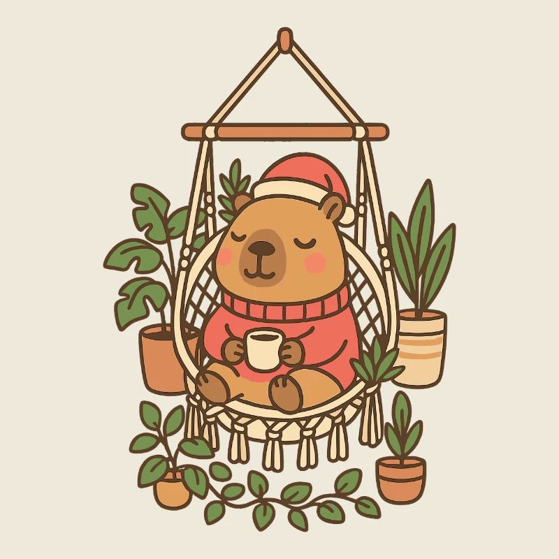 Noël Capybara douillet – Style ☕ Boho Hygge