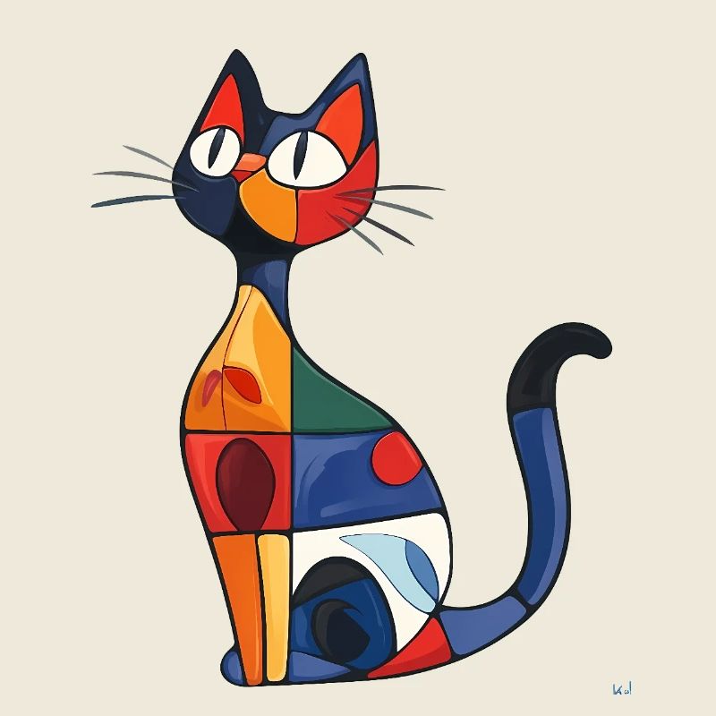 Chat abstrait coloré , idéal pour la déco maison