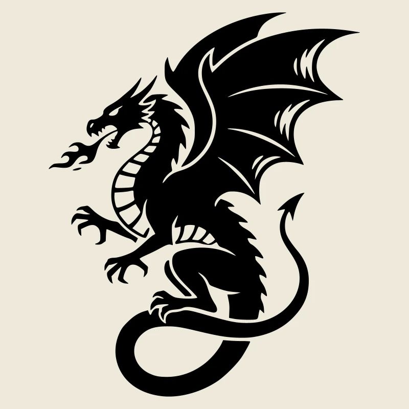 Puissant dragon | Tatouage Tribal Noir