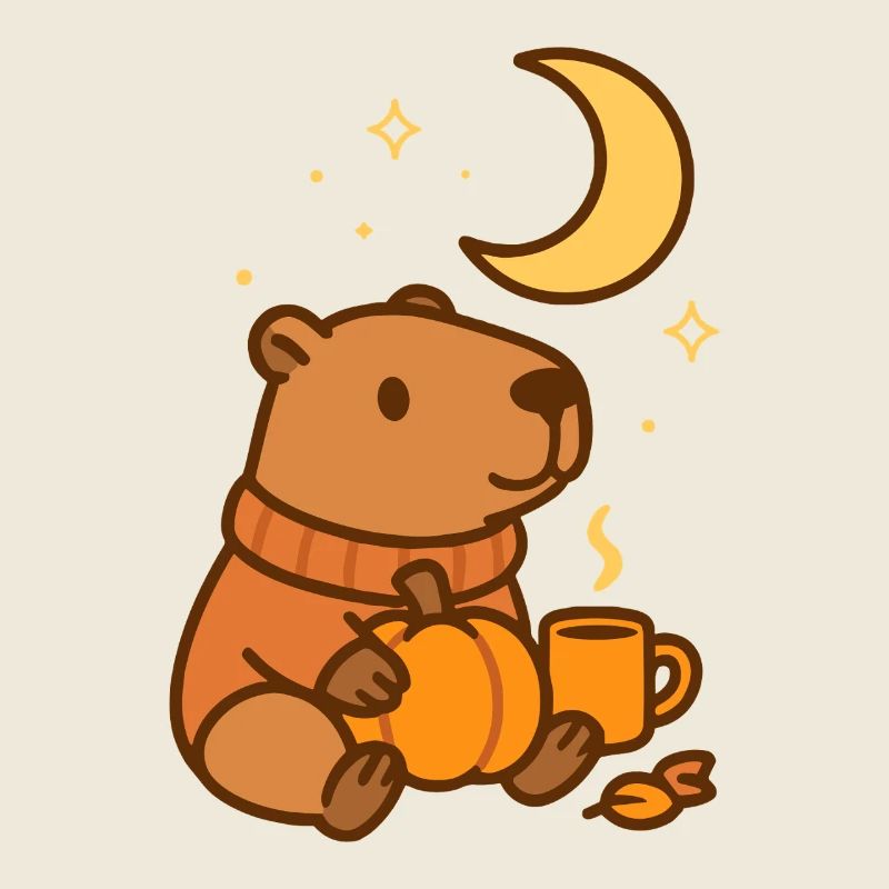 Capybara with Pumpkin – Cozy Autumn Vibes