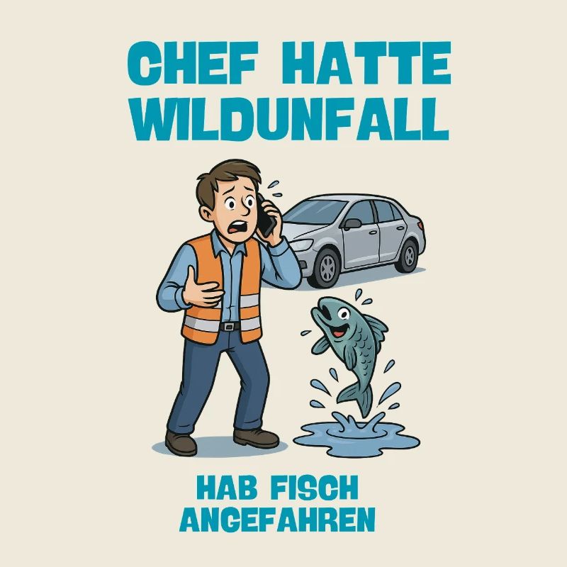 Chef Hatte Wildunfall Fisch Illustration 