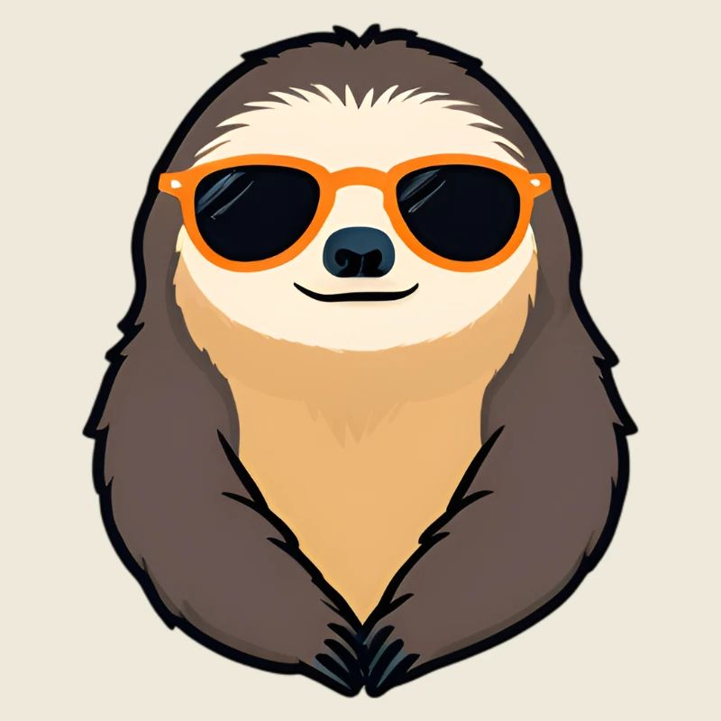 Sloth with Sunglasses Retro Vibe