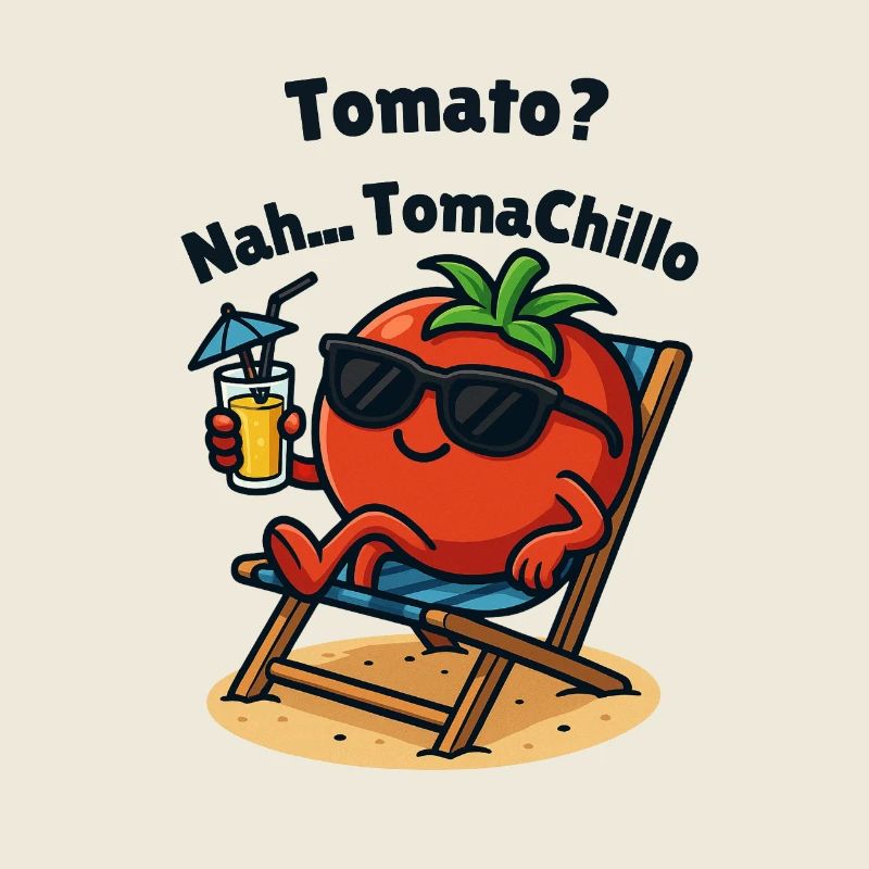 Tomato Chilling on the Beach Illustrations