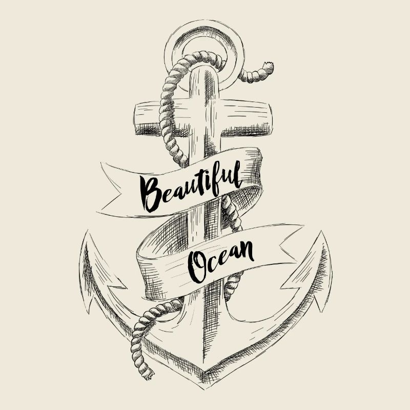 Nautic Design Beautiful Ocean Anchor Illustration