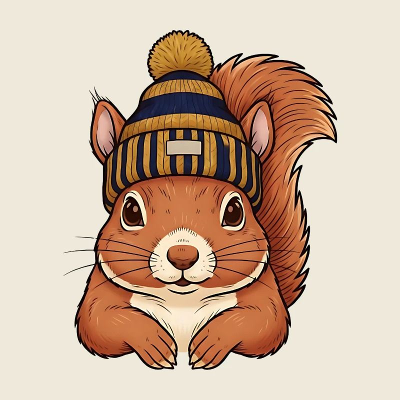 Eichhörnchen mit Mütze – Winter Outfit