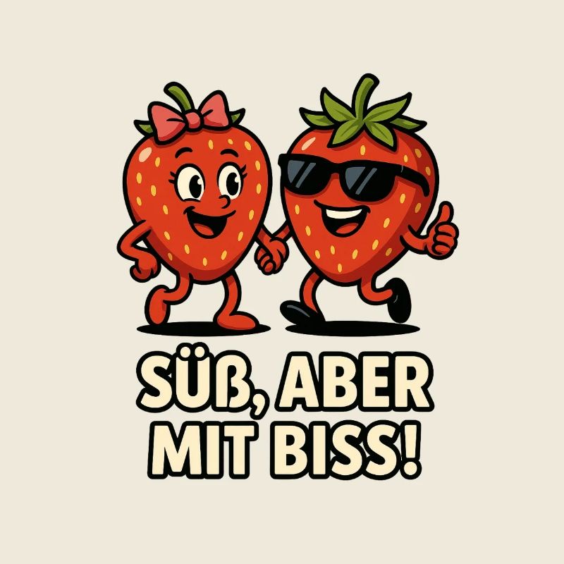 Süße Biss Erdbeeren Duo Obst Früchte Illustration 