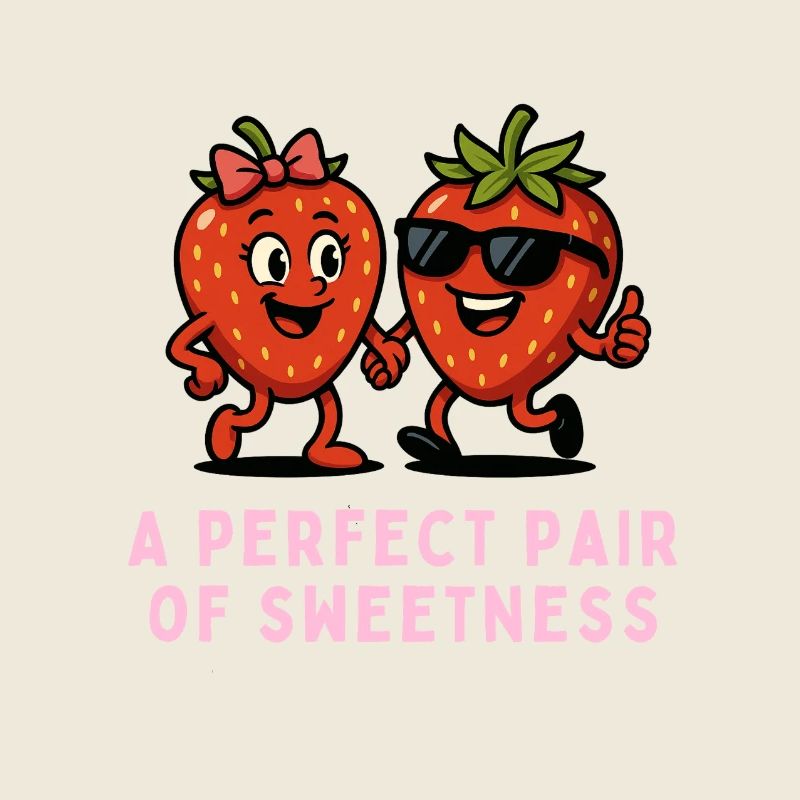Erdbeerfreunde Duo Früchte Illustrationen 