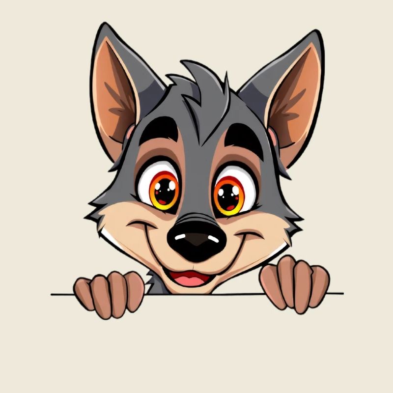 Cuddly wolf looking over edge