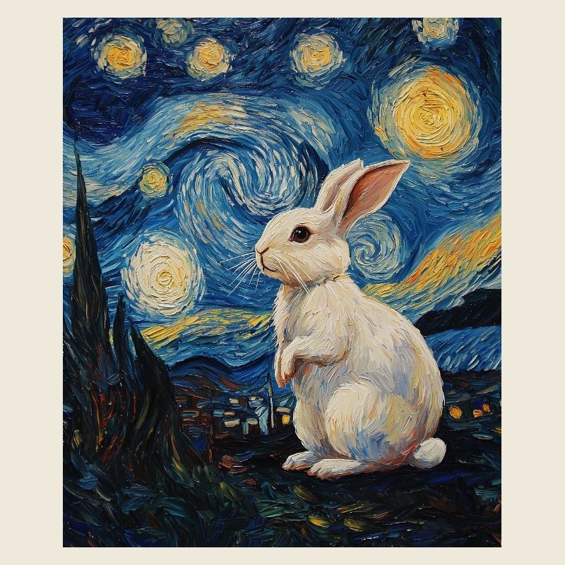 Lapin style Van Gogh Nuit étoilée