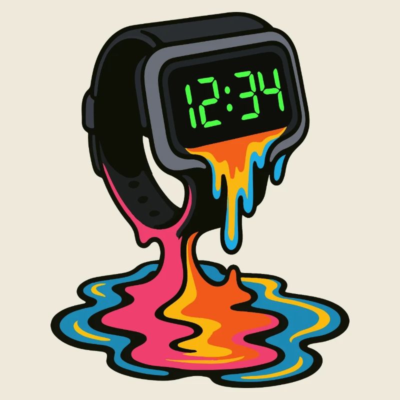 Schmelzende Neon-Uhr
