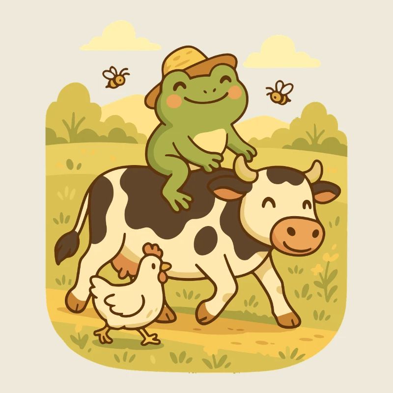 Grenouille sur vache – Country Life Frogcore