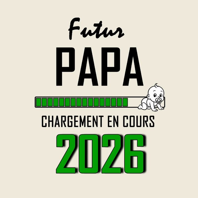 Futur PAPA Countdown 2026 Vert Bébé