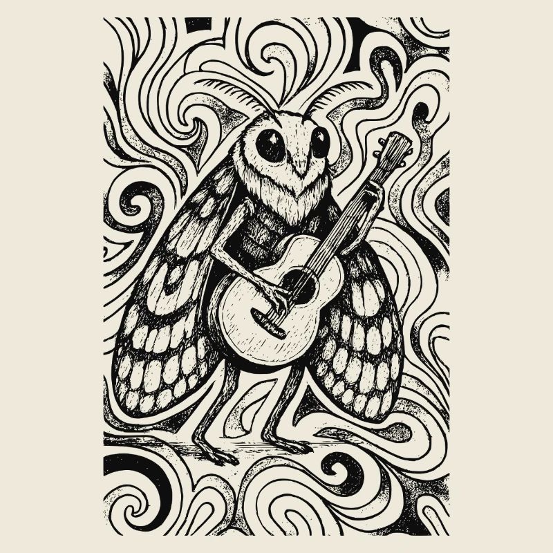 Cigale avec guitare psychédélique