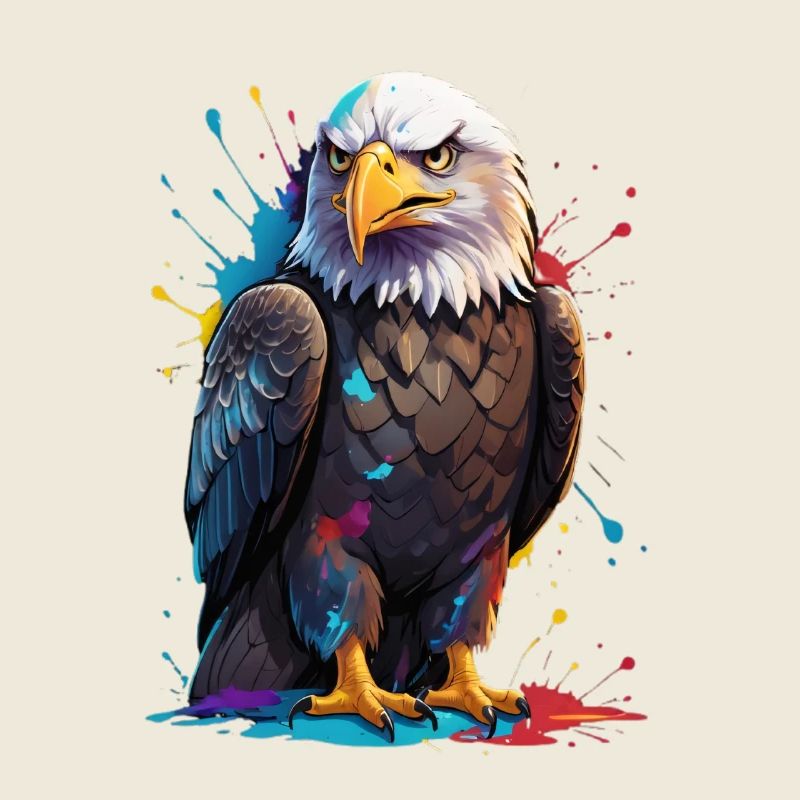 Colorful eagle with paint splashes