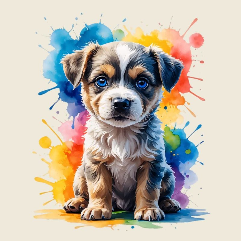 Welpen Aquarell Farbexplosion