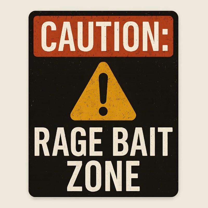 Achtung Rage Bait Zone Schild, lustiger Spruch