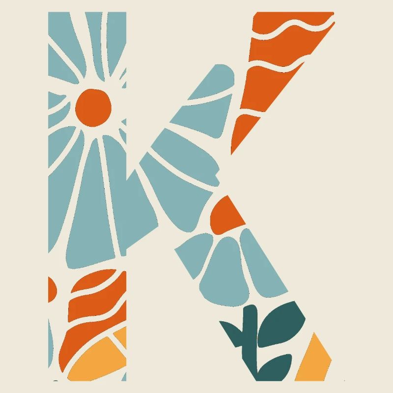 Buchstabe k groovige Blumen Geschenkidee