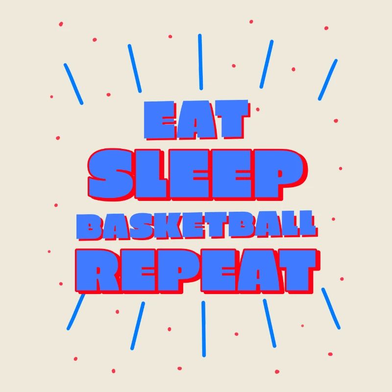 manger, dormir, basket-ball, répéter le design bleu/rouge