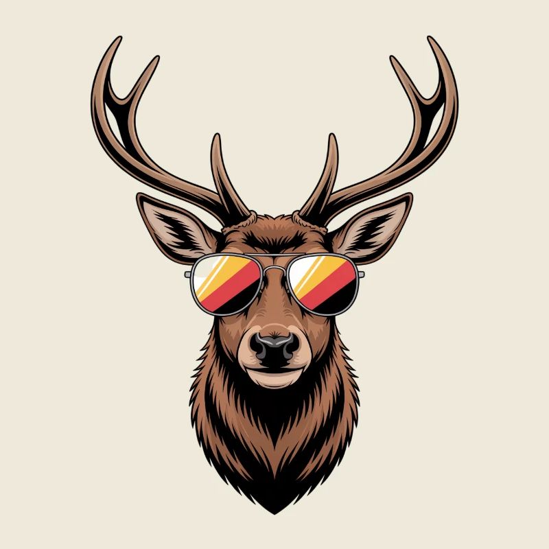 Cerf avec bois et lunettes de soleil