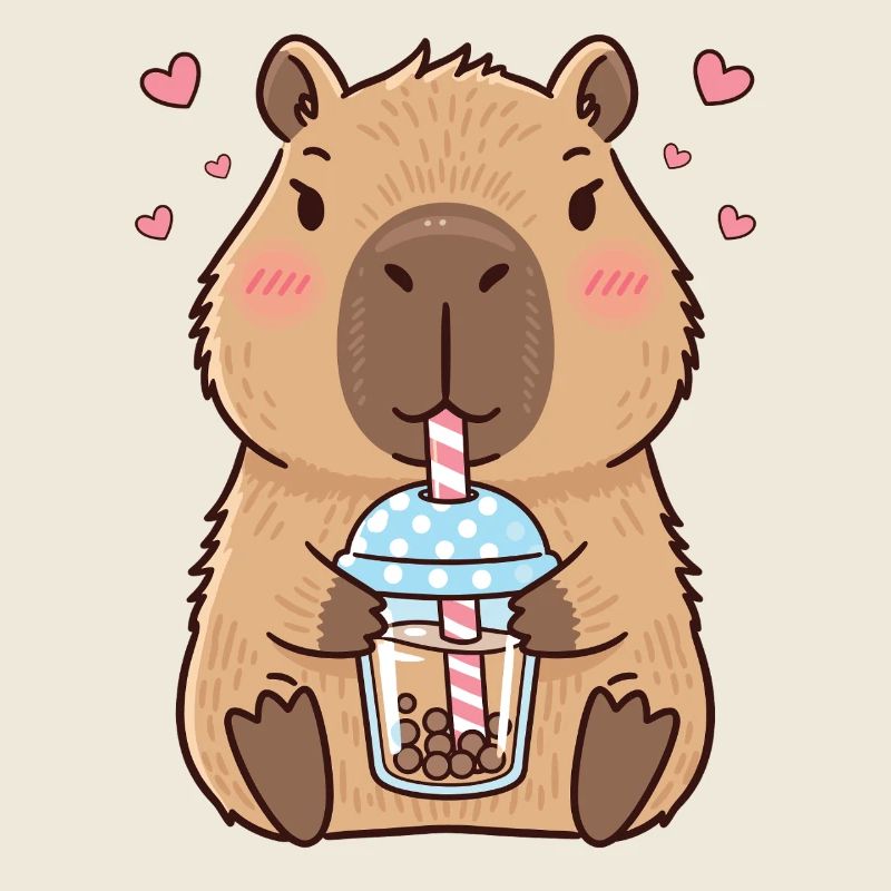 Capybara Bubble Tee Kawaii