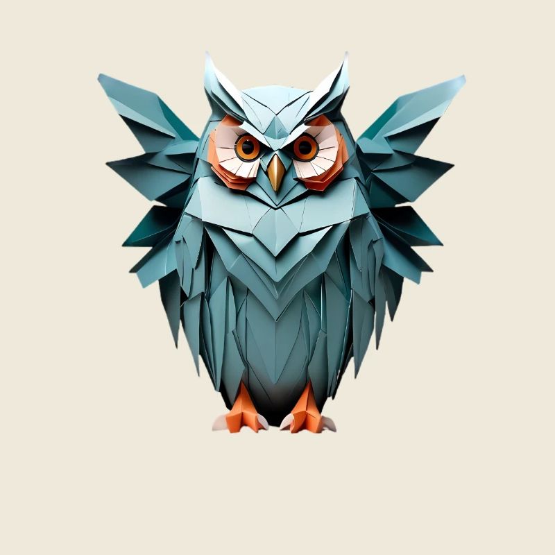 Blau Low-Poly Eule Design