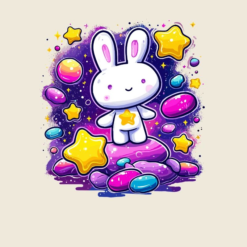 Lapin étoile dans le cosmos coloré