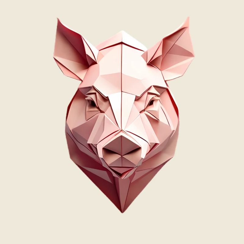 Low Poly Tête de Cochon Rose