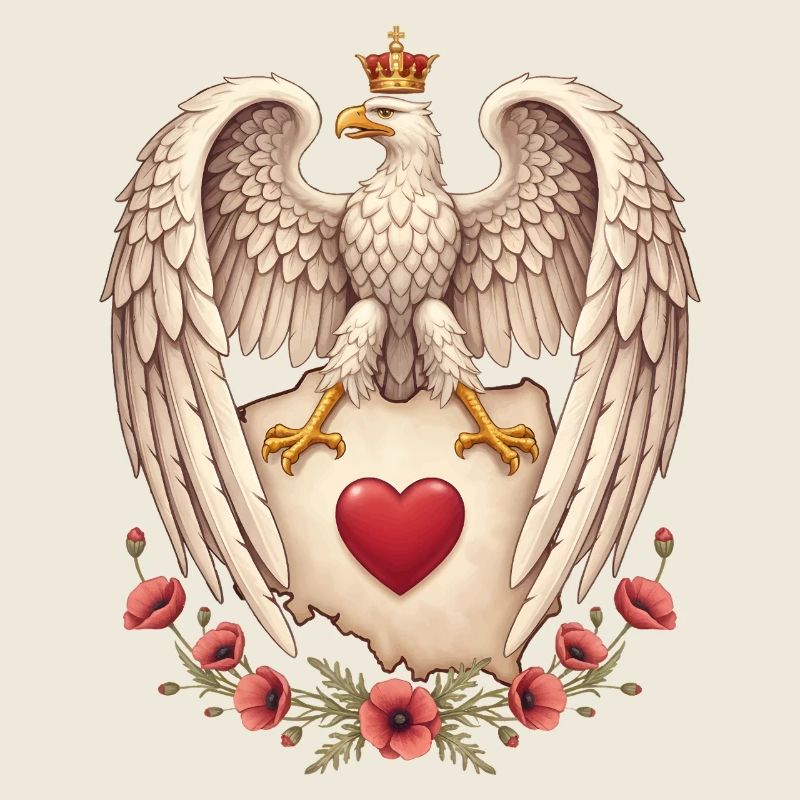 Englischer Adler Herz Mohn Emblem