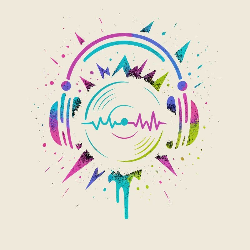 Neon Kopfhörer Vinyl, Techno Rave Sound