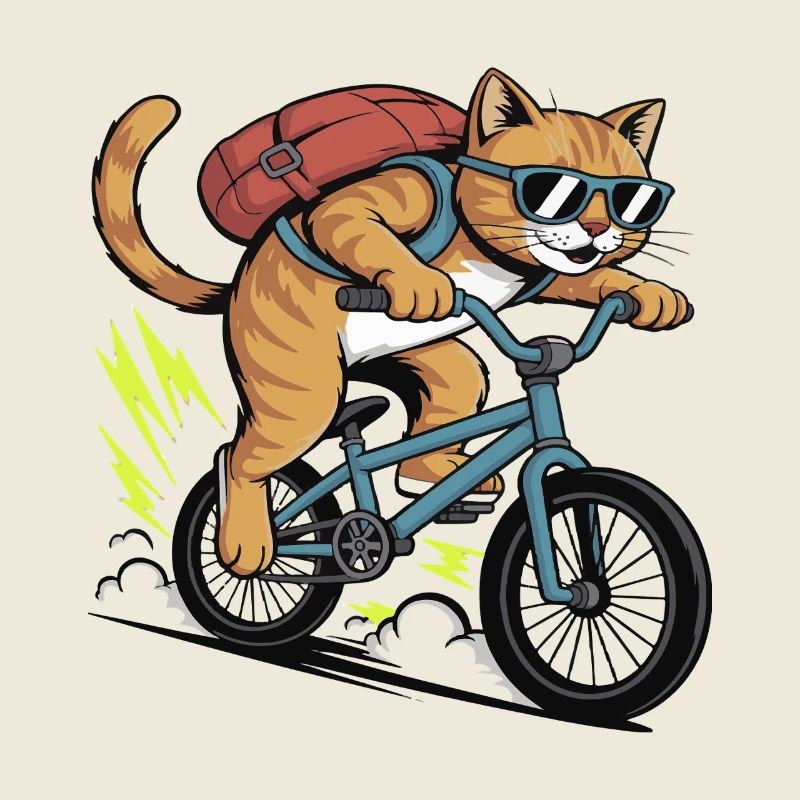 Aventure à moto cool des chats