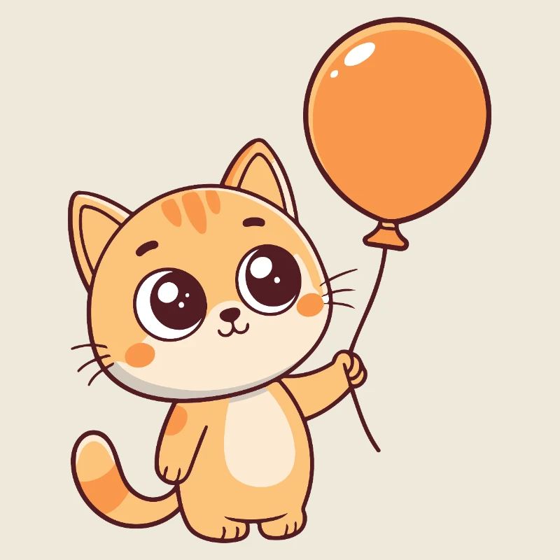 Kätzchen-Kawaii-Orangenballon