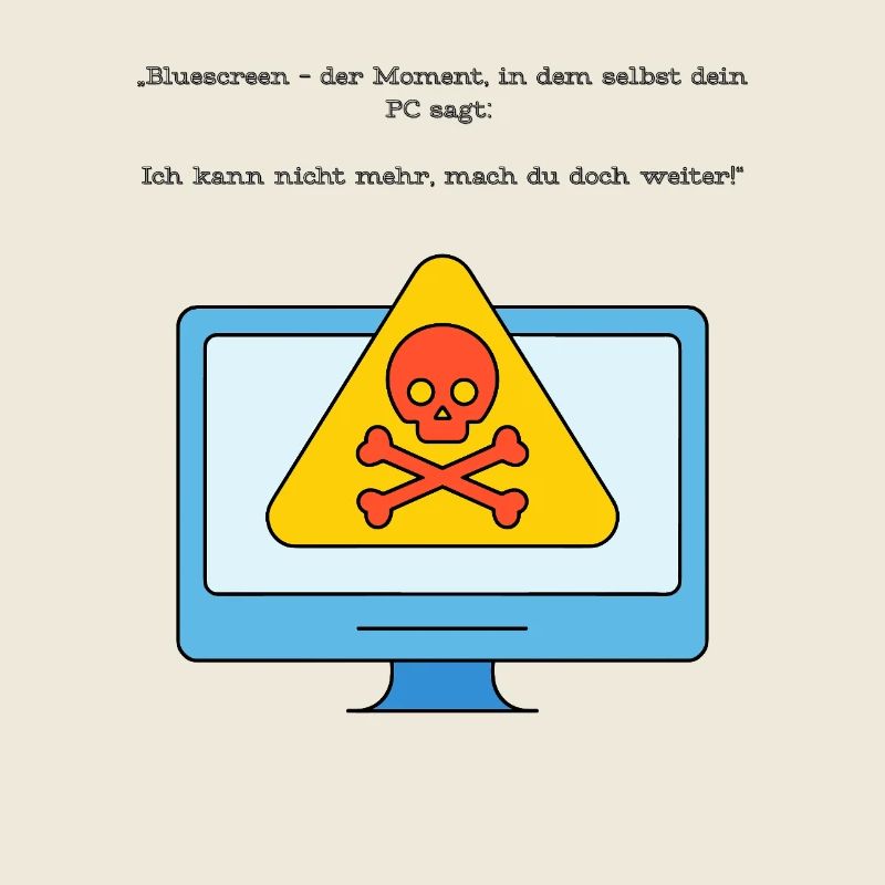 Blue Screen Humor Skull Warning