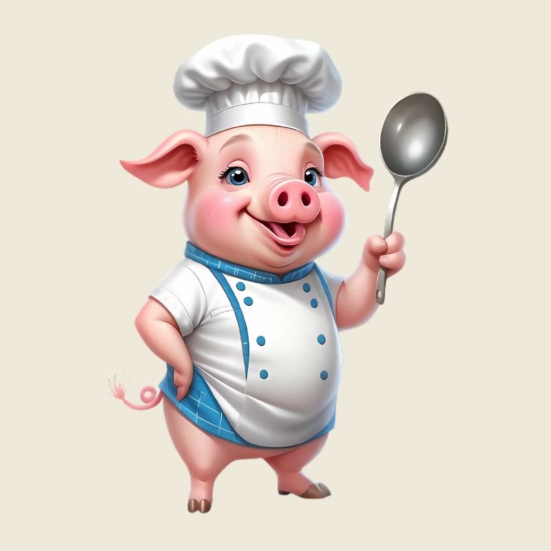 Kochschwein Chef mit Löffel