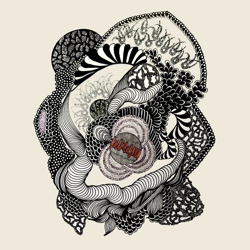 Spirale de Fleurs Noires Blanches